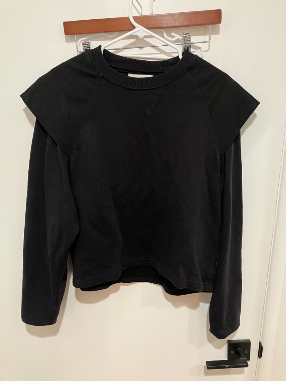 Rebecca Minkoff Cap Sleeve Overlay Strong Shoulder Crewneck Sweatshirt Medium